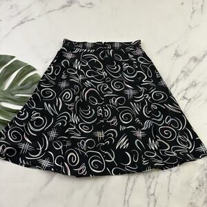 TM Sport Womens Vintage 90s Mini Skirt Size 6 Black Swirl Print Button Front